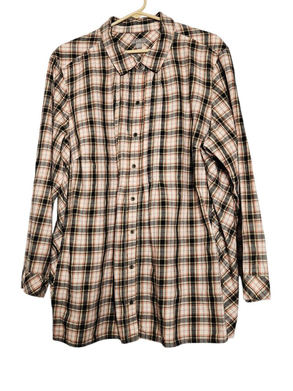 J. Jill Womens Plaid Button Down Top 3X long sleeve Pockets Western Cottage Plus